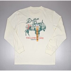 Yellowstone Dutton Ranch T-Shirt Mens Large. Cream Long Sleeve. TV Show.‎ NWT